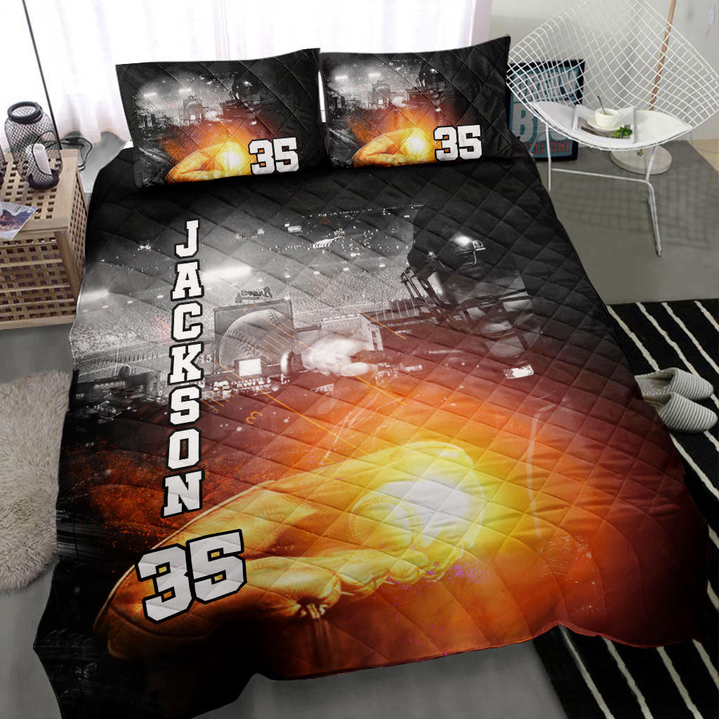 Ohaprints-Quilt-Bed-Set-Pillowcase-Baseball-Glove-Light-Up-Player-Fan-Gift-Idea-Custom-Personalized-Name-Number-Blanket-Bedspread-Bedding-1582-Throw (55'' x 60'')