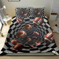 Ohaprints-Quilt-Bed-Set-Pillowcase-Football-Ball-3D-Hole-Player-Fan-Gift-Idea-Checkered-Custom-Personalized-Name-Blanket-Bedspread-Bedding-1067-Double (70'' x 80'')