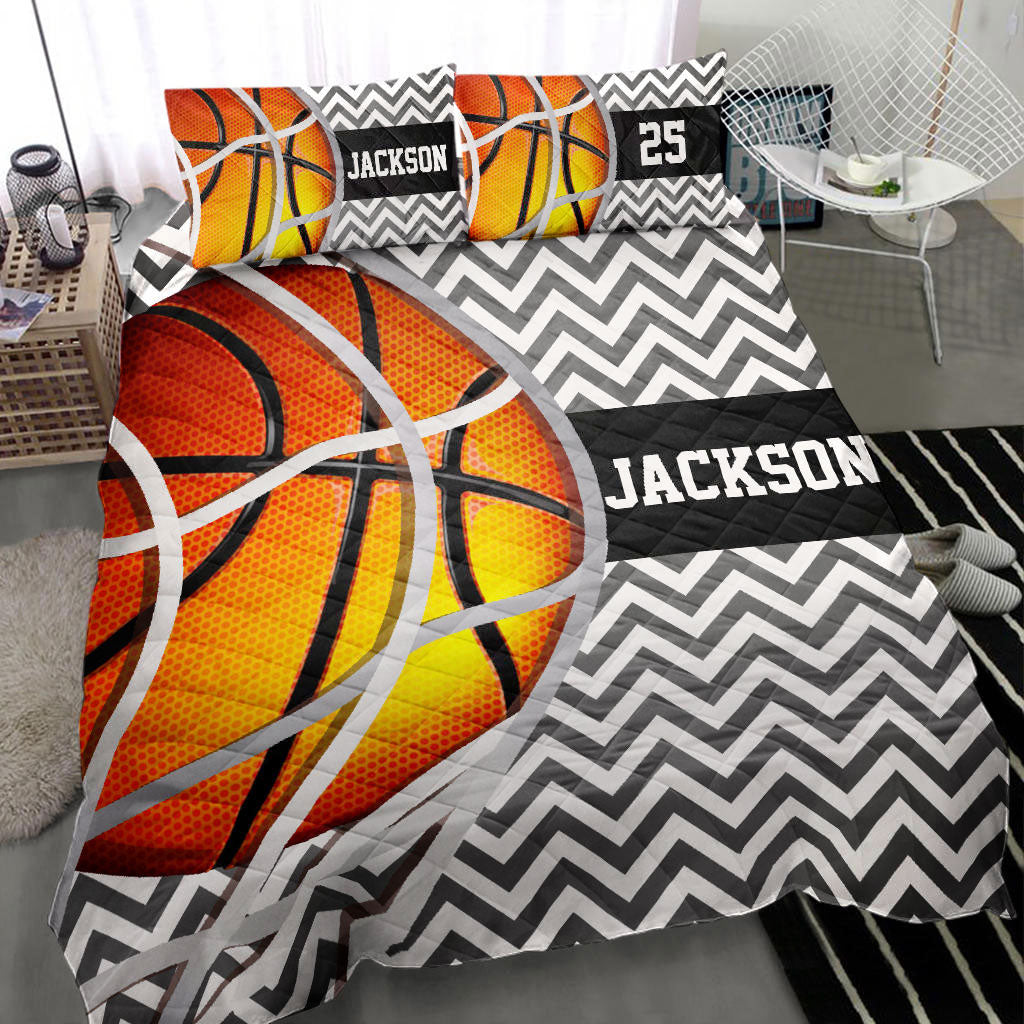 Ohaprints-Quilt-Bed-Set-Pillowcase-Basketball-Ball-Zigzag-Player-Fan-Gift-Idea-Custom-Personalized-Name-Number-Blanket-Bedspread-Bedding-413-Throw (55'' x 60'')