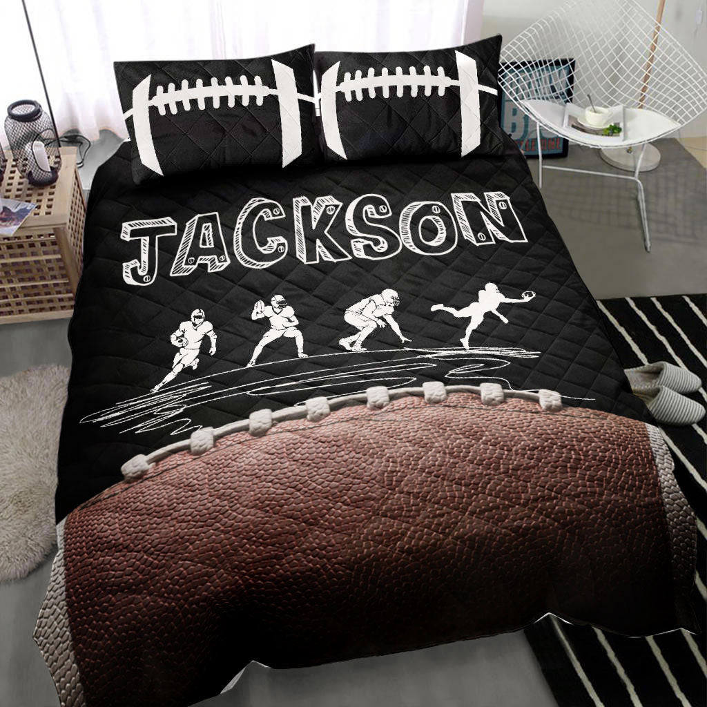 Ohaprints-Quilt-Bed-Set-Pillowcase-Football-Doodle-Player-Fan-Gift-Idea-Black-Custom-Personalized-Name-Number-Blanket-Bedspread-Bedding-2765-Throw (55'' x 60'')