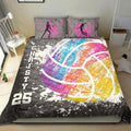 Ohaprints-Quilt-Bed-Set-Pillowcase-Volleyball-Watercolor-Ball-Player-Fan-Grey-Custom-Personalized-Name-Number-Blanket-Bedspread-Bedding-1588-Double (70'' x 80'')