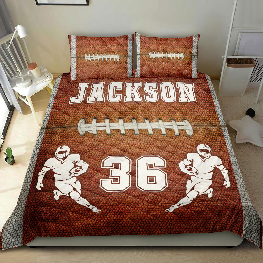 Ohaprints-Quilt-Bed-Set-Pillowcase-Football-Ball-Boy-Player-Fan-Gift-Idea-Brown-Custom-Personalized-Name-Number-Blanket-Bedspread-Bedding-2173-Double (70'' x 80'')