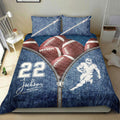 Ohaprints-Quilt-Bed-Set-Pillowcase-Football-Ball-Zip-Jean-Blue-Player-Fan-Gift-Custom-Personalized-Name-Number-Blanket-Bedspread-Bedding-1068-Double (70'' x 80'')