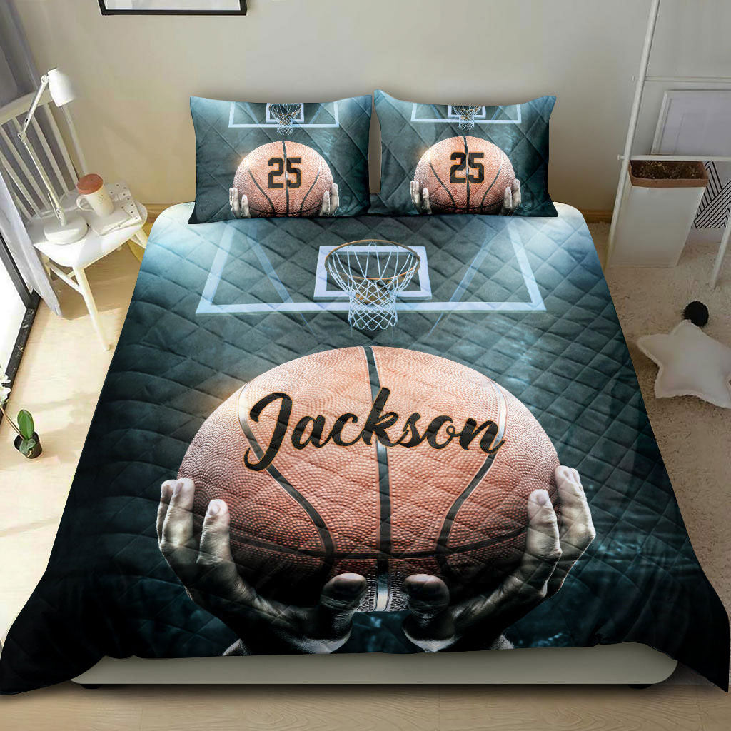 Ohaprints-Quilt-Bed-Set-Pillowcase-Basketball-Ball-Throwing-Player-Fan-Gift-Idea-Custom-Personalized-Name-Number-Blanket-Bedspread-Bedding-1591-Double (70'' x 80'')