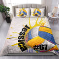 Ohaprints-Quilt-Bed-Set-Pillowcase-Volleyball-Ball-Watercolor-Player-Fan-White-Custom-Personalized-Name-Number-Blanket-Bedspread-Bedding-479-Double (70'' x 80'')