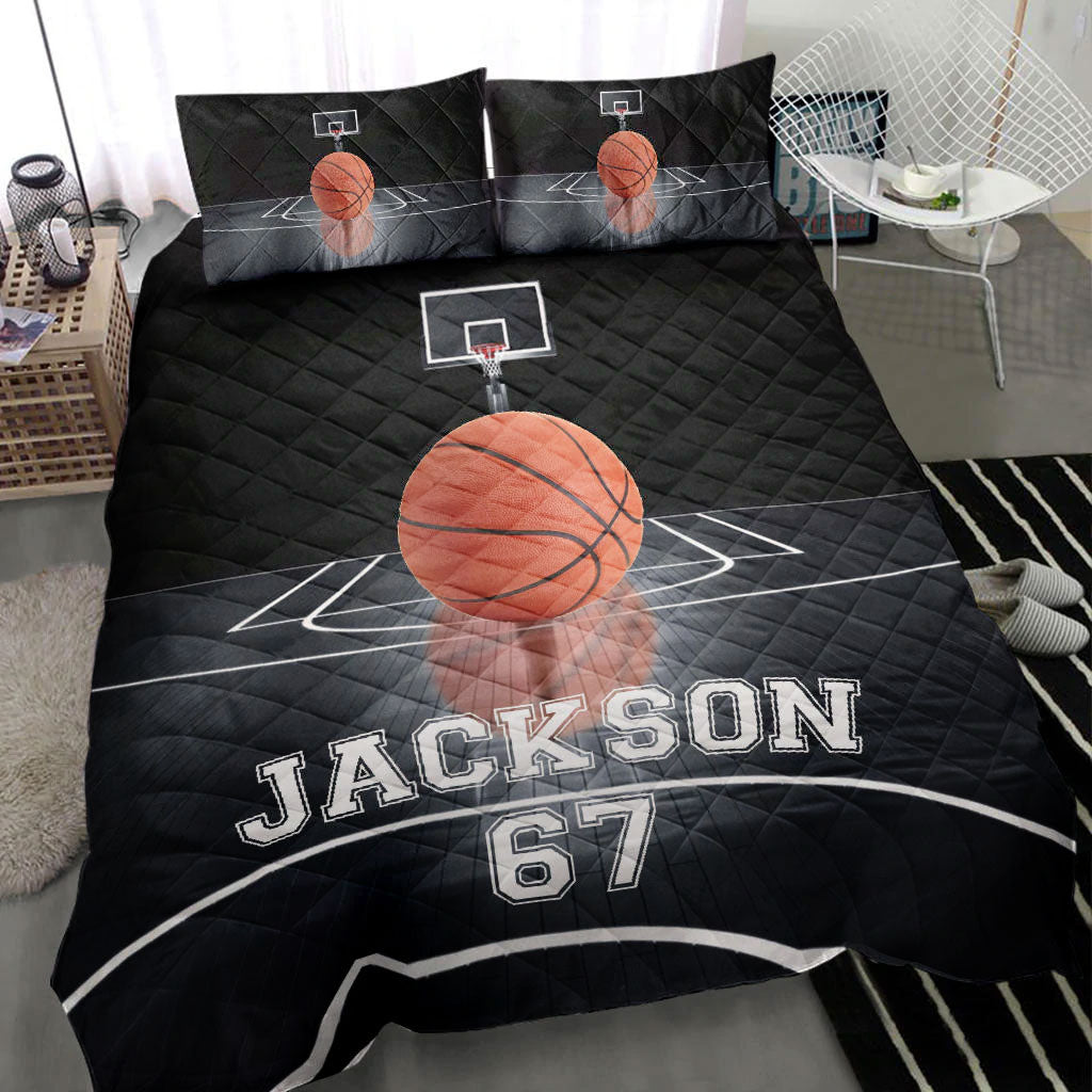Ohaprints-Quilt-Bed-Set-Pillowcase-Basketball-Ball-Dream-Player-Fan-Gift-Black-Custom-Personalized-Name-Number-Blanket-Bedspread-Bedding-1069-Throw (55'' x 60'')