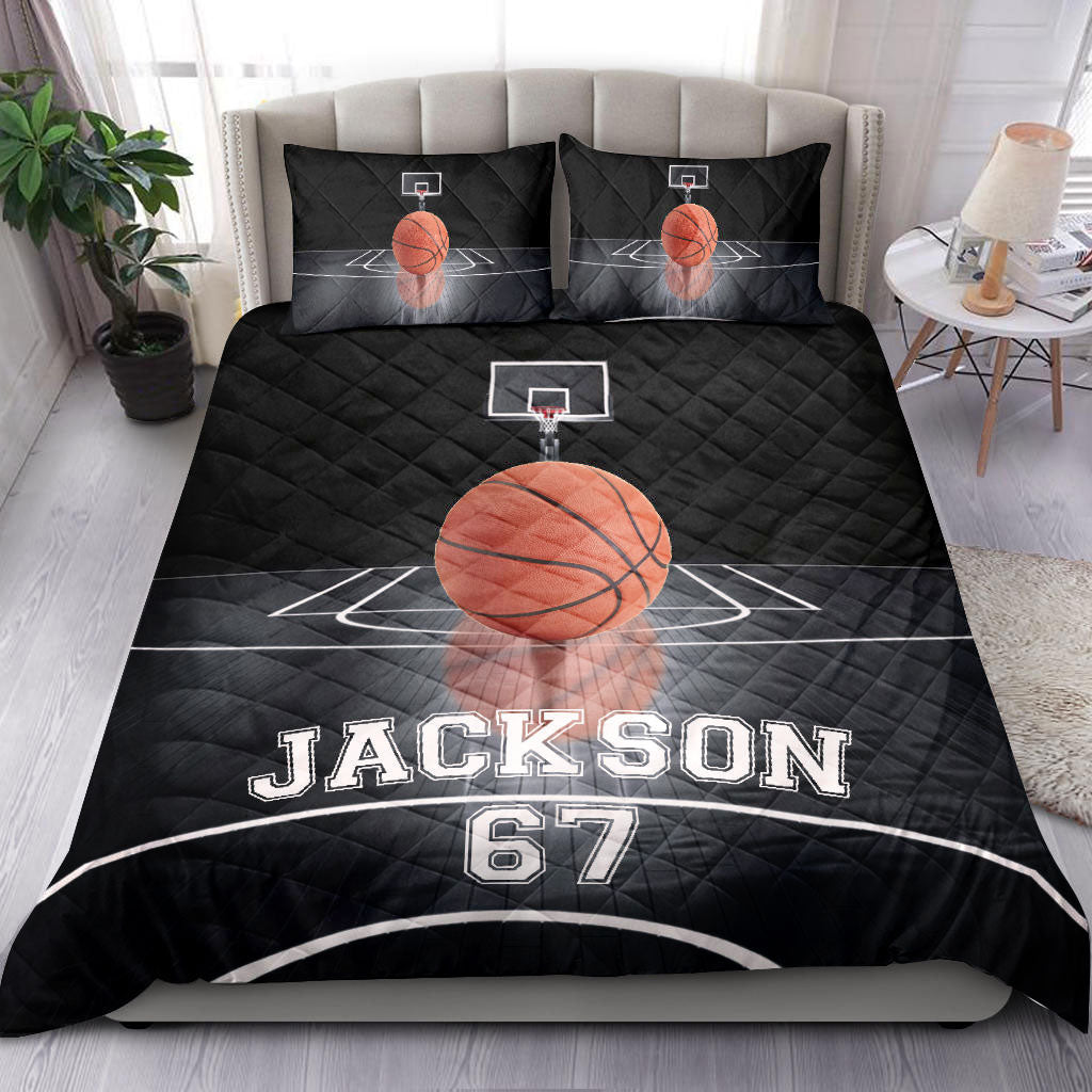 Ohaprints-Quilt-Bed-Set-Pillowcase-Basketball-Ball-Dream-Player-Fan-Gift-Black-Custom-Personalized-Name-Number-Blanket-Bedspread-Bedding-1069-Double (70'' x 80'')