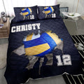 Ohaprints-Quilt-Bed-Set-Pillowcase-Volleyball-Ball-Crack-Player-Fan-Gift--Black-Custom-Personalized-Name-Number-Blanket-Bedspread-Bedding-2176-Throw (55'' x 60'')