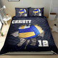 Ohaprints-Quilt-Bed-Set-Pillowcase-Volleyball-Ball-Crack-Player-Fan-Gift--Black-Custom-Personalized-Name-Number-Blanket-Bedspread-Bedding-2176-Double (70'' x 80'')
