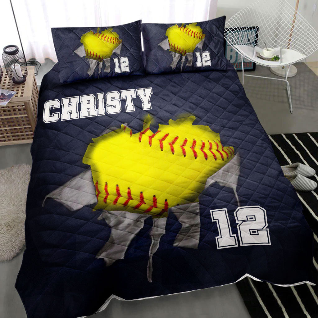 Ohaprints-Quilt-Bed-Set-Pillowcase-Softball-Ball-Crack-Player-Fan-Gift-Idea-Black-Custom-Personalized-Name-Number-Blanket-Bedspread-Bedding-2770-Throw (55'' x 60'')