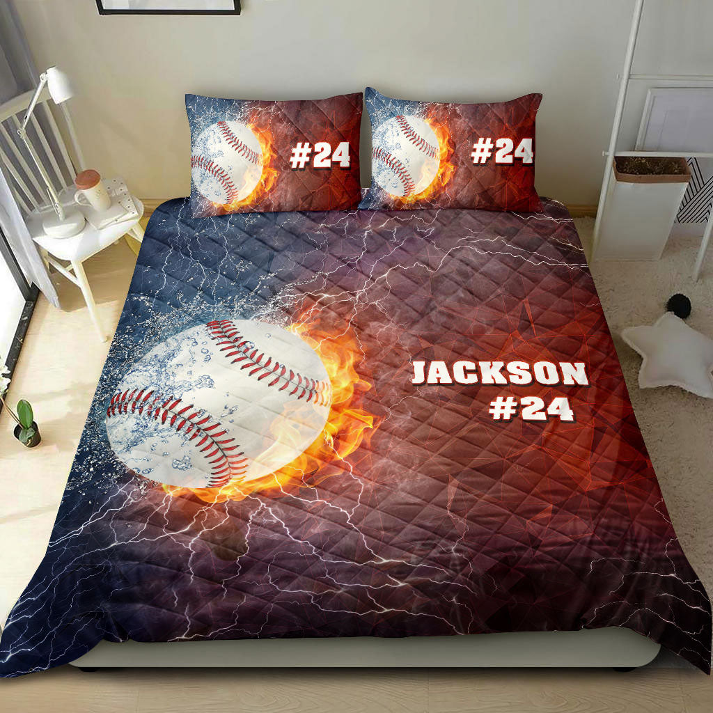 Ohaprints-Quilt-Bed-Set-Pillowcase-Baseball-Ball-Thunder-Red-Blue-Player-Fan-Gift-Custom-Personalized-Name-Number-Blanket-Bedspread-Bedding-2238-Double (70'' x 80'')