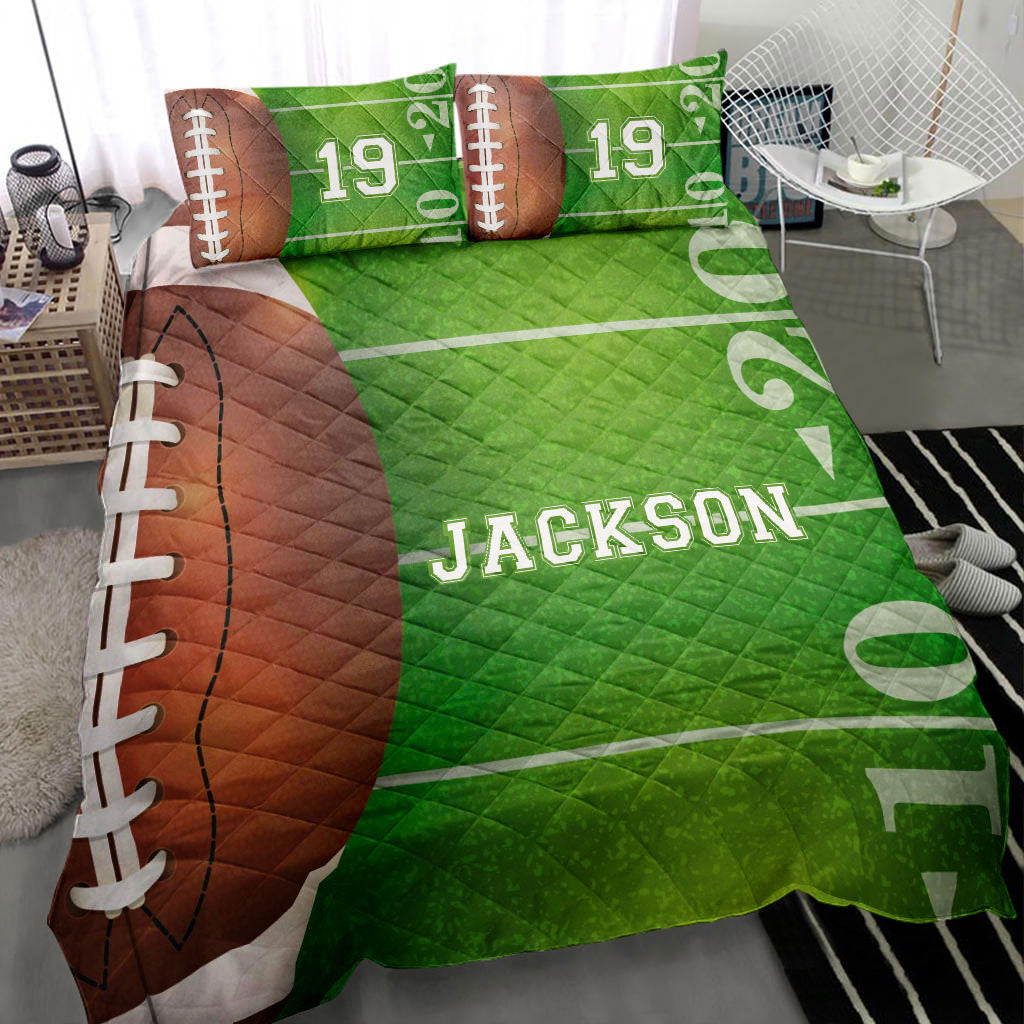 Ohaprints-Quilt-Bed-Set-Pillowcase-Football-Ball-Field-Green-Player-Fan-Gift-Idea-Custom-Personalized-Name-Number-Blanket-Bedspread-Bedding-420-Throw (55'' x 60'')