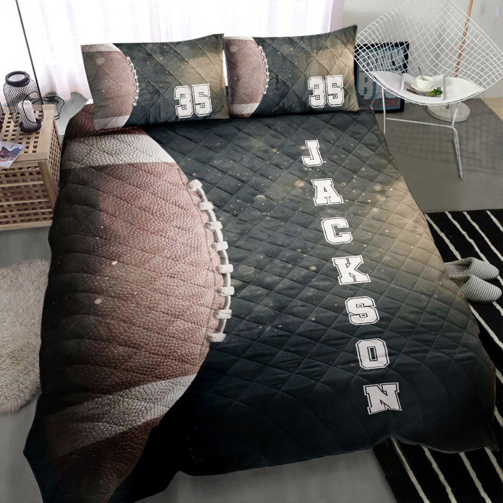 Ohaprints-Quilt-Bed-Set-Pillowcase-Football-Ball-Dust-Player-Fan-Gift-Idea-Black-Custom-Personalized-Name-Number-Blanket-Bedspread-Bedding-1593-Throw (55'' x 60'')