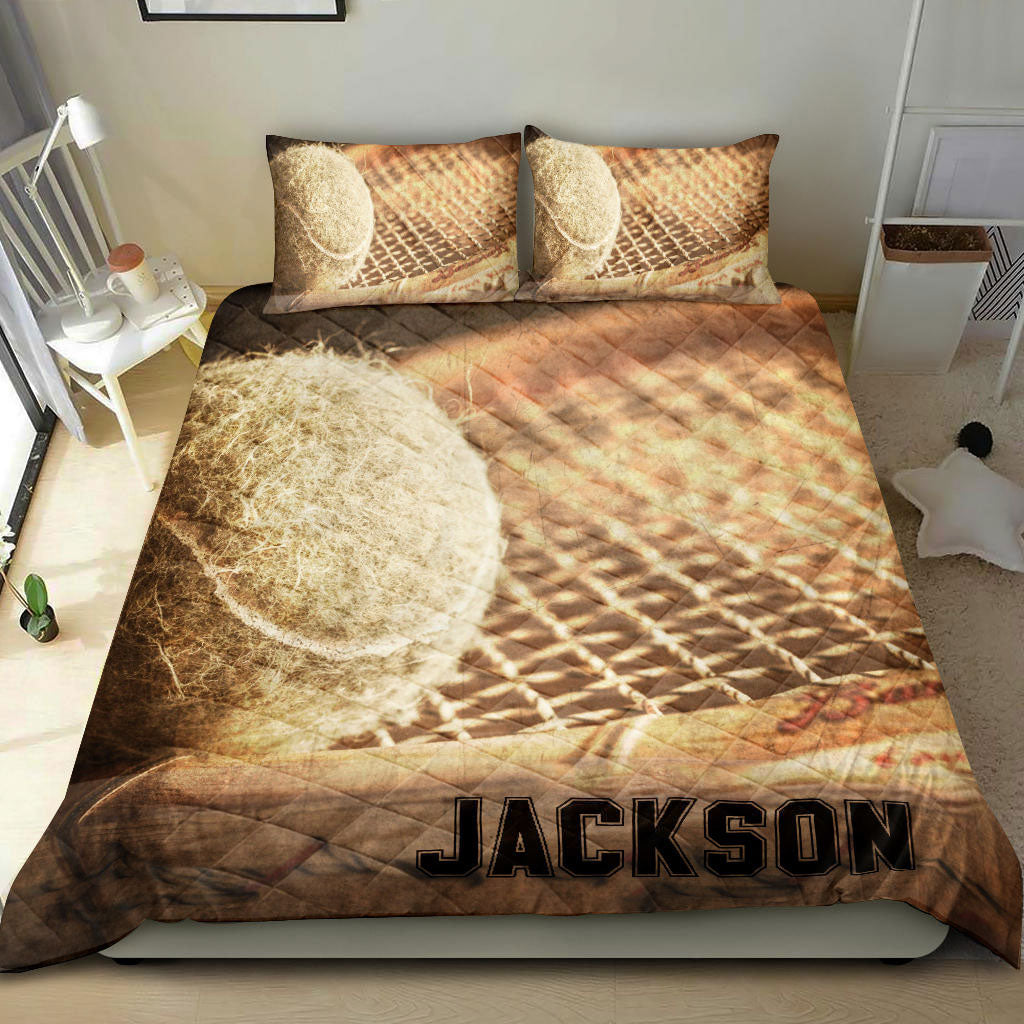 Ohaprints-Quilt-Bed-Set-Pillowcase-Tennis-Ball-Vintage-Brown-Player-Fan-Gift-Idea-Custom-Personalized-Name-Number-Blanket-Bedspread-Bedding-2178-Throw (55'' x 60'')