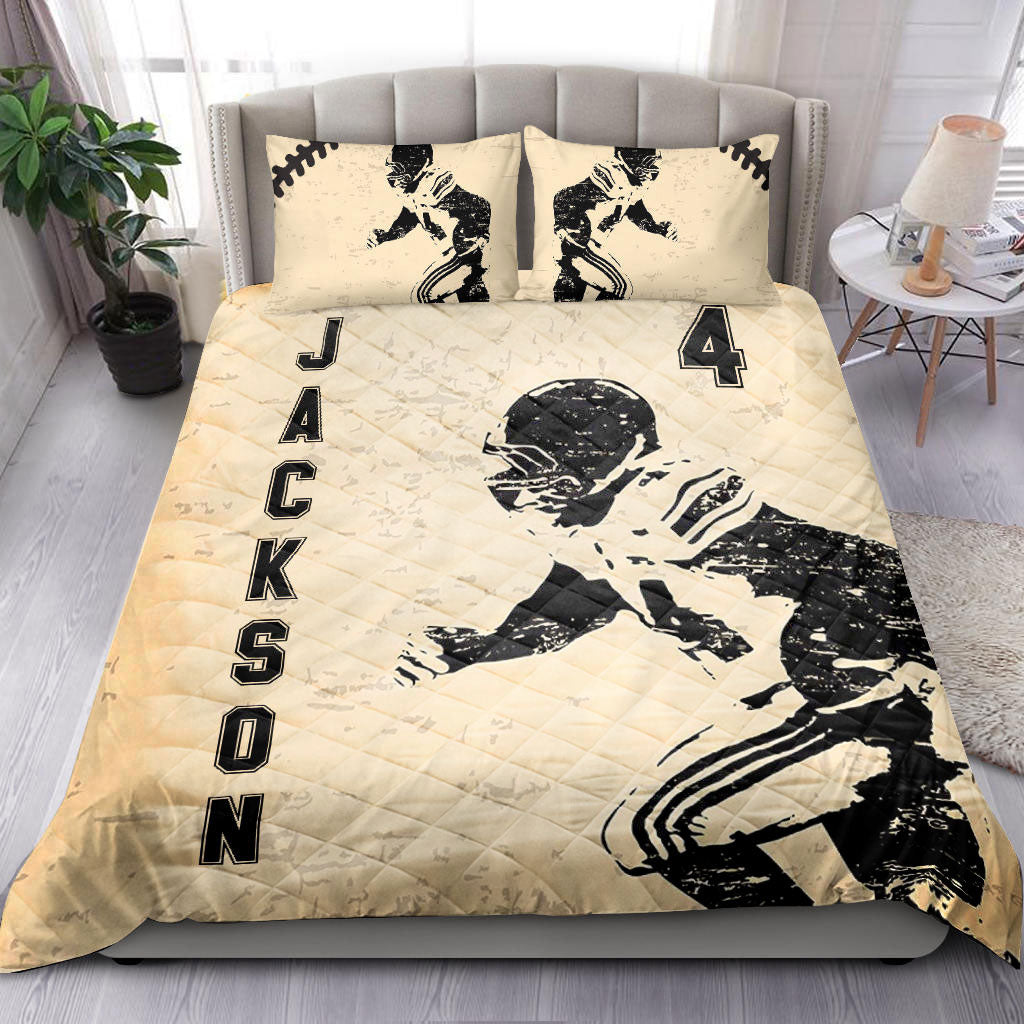 Ohaprints-Quilt-Bed-Set-Pillowcase-Football-Vintage-Running-Player-Fan-Gift-Idea-Custom-Personalized-Name-Number-Blanket-Bedspread-Bedding-421-Double (70'' x 80'')
