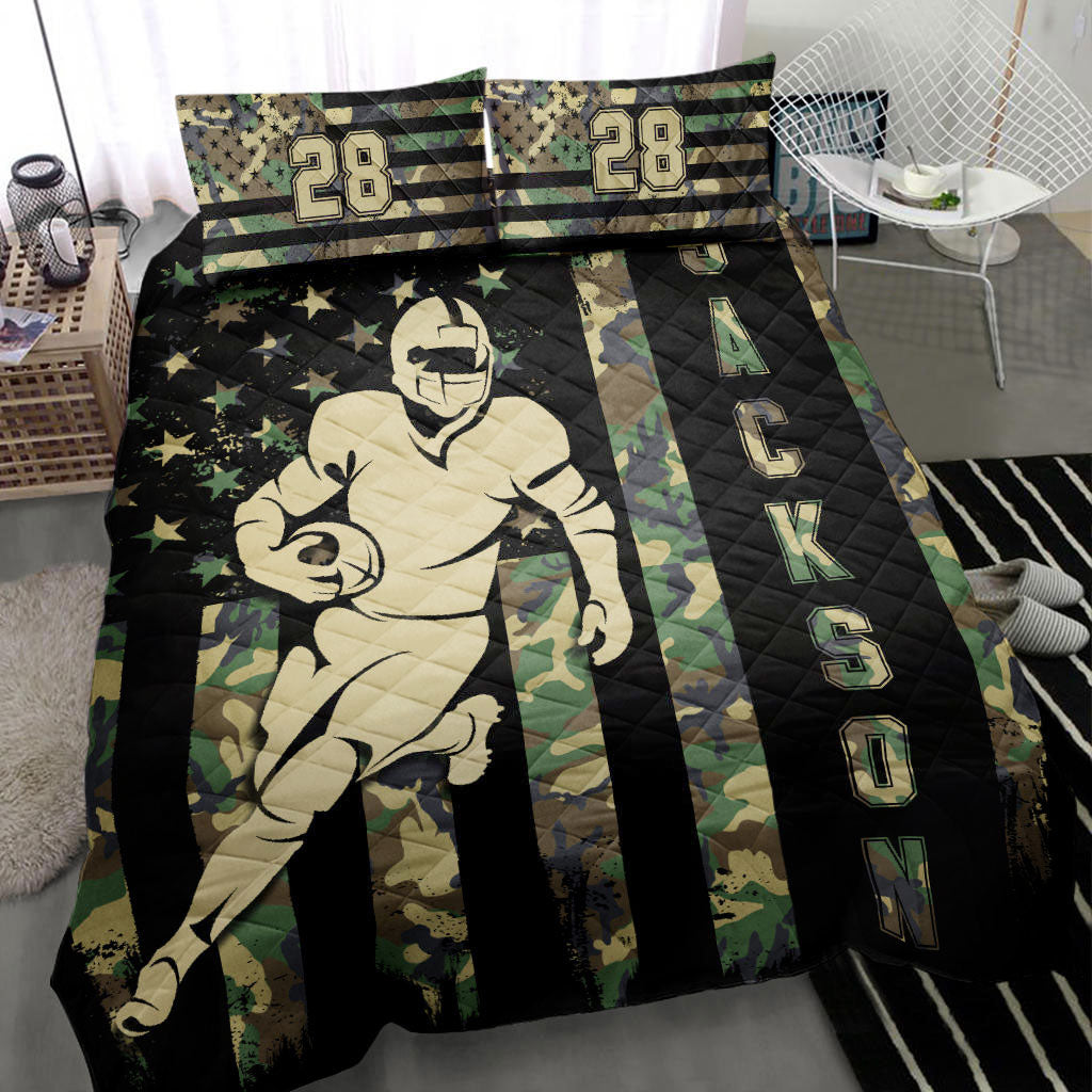 Ohaprints-Quilt-Bed-Set-Pillowcase-Football-Flag-Green-Camo-Player-Fan-Gift-Idea-Custom-Personalized-Name-Number-Blanket-Bedspread-Bedding-2179-Throw (55'' x 60'')