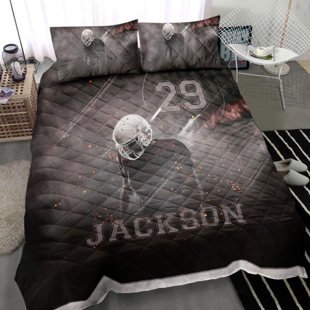 Ohaprints-Quilt-Bed-Set-Pillowcase-Football-Boy-Smoke-Player-Fan-Gift-Idea-Brown-Custom-Personalized-Name-Number-Blanket-Bedspread-Bedding-2773-Throw (55'' x 60'')
