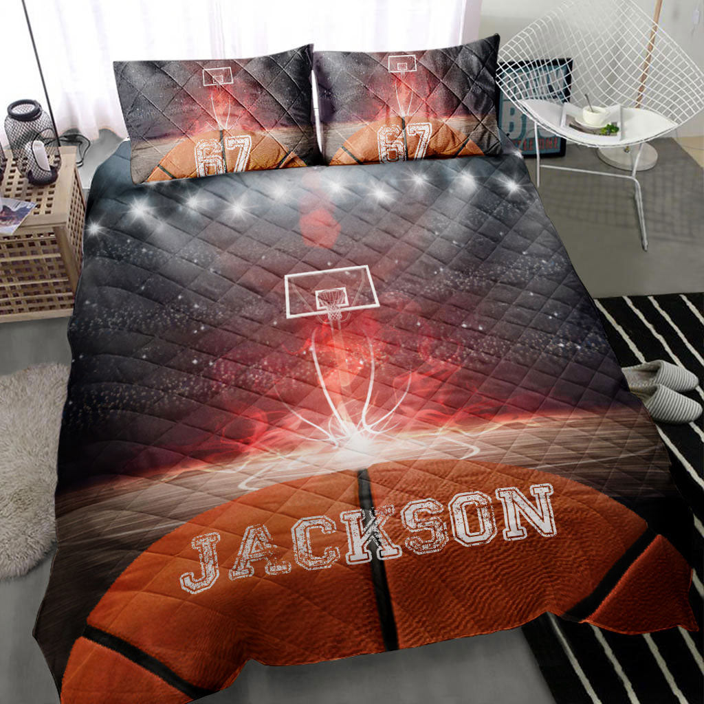 Ohaprints-Quilt-Bed-Set-Pillowcase-Basketball-Ball-Spirit-Player-Fan-Gift-Red-Custom-Personalized-Name-Number-Blanket-Bedspread-Bedding-482-Throw (55'' x 60'')