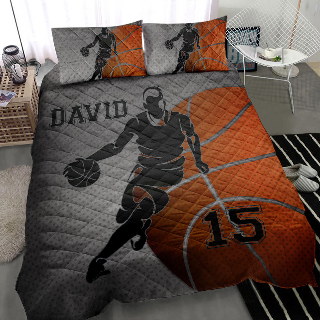 Ohaprints-Quilt-Bed-Set-Pillowcase-Basketball-Boy-Player-Fan-Unique-Gift--Grey-Custom-Personalized-Name-Number-Blanket-Bedspread-Bedding-423-Throw (55'' x 60'')