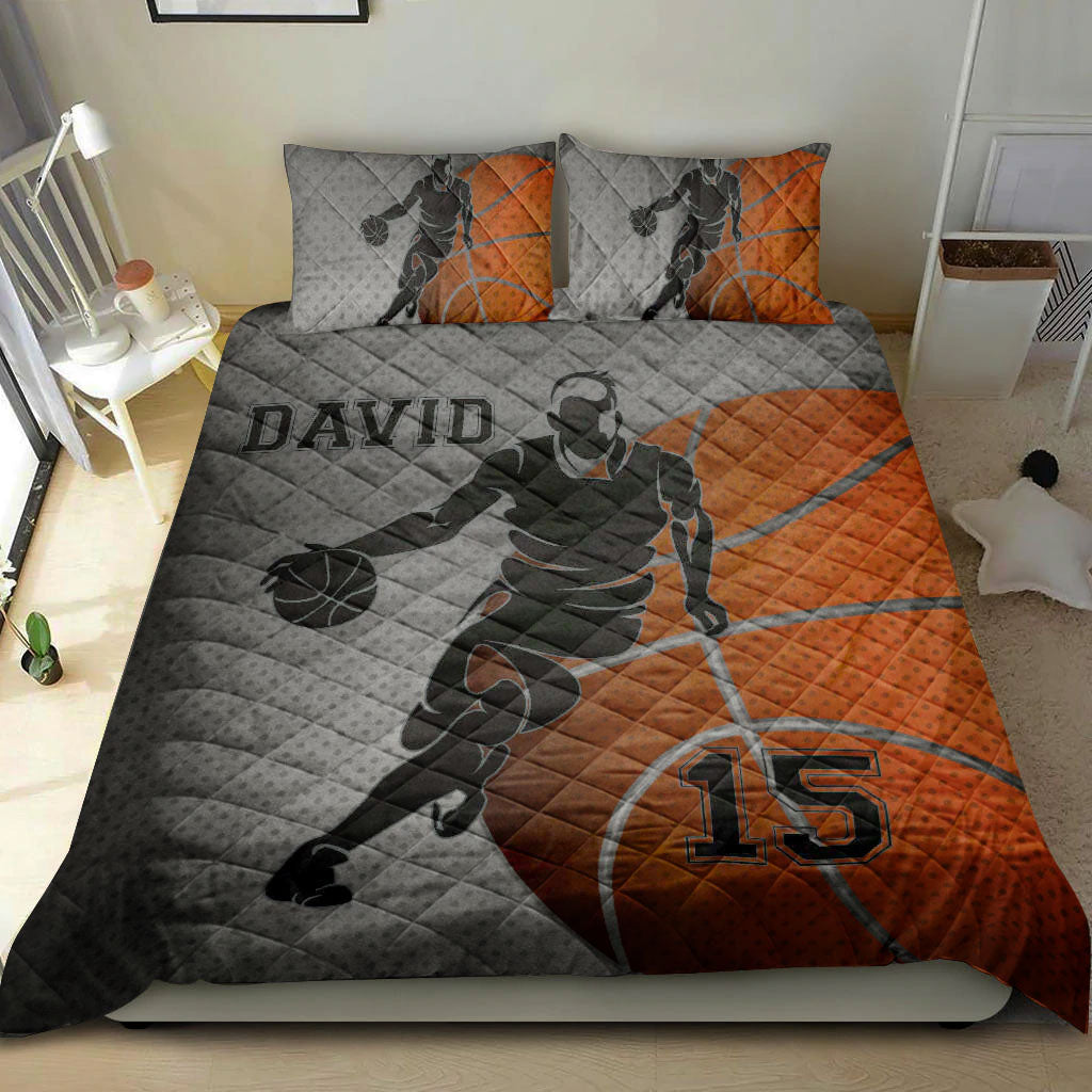 Ohaprints-Quilt-Bed-Set-Pillowcase-Basketball-Boy-Player-Fan-Unique-Gift--Grey-Custom-Personalized-Name-Number-Blanket-Bedspread-Bedding-423-Double (70'' x 80'')