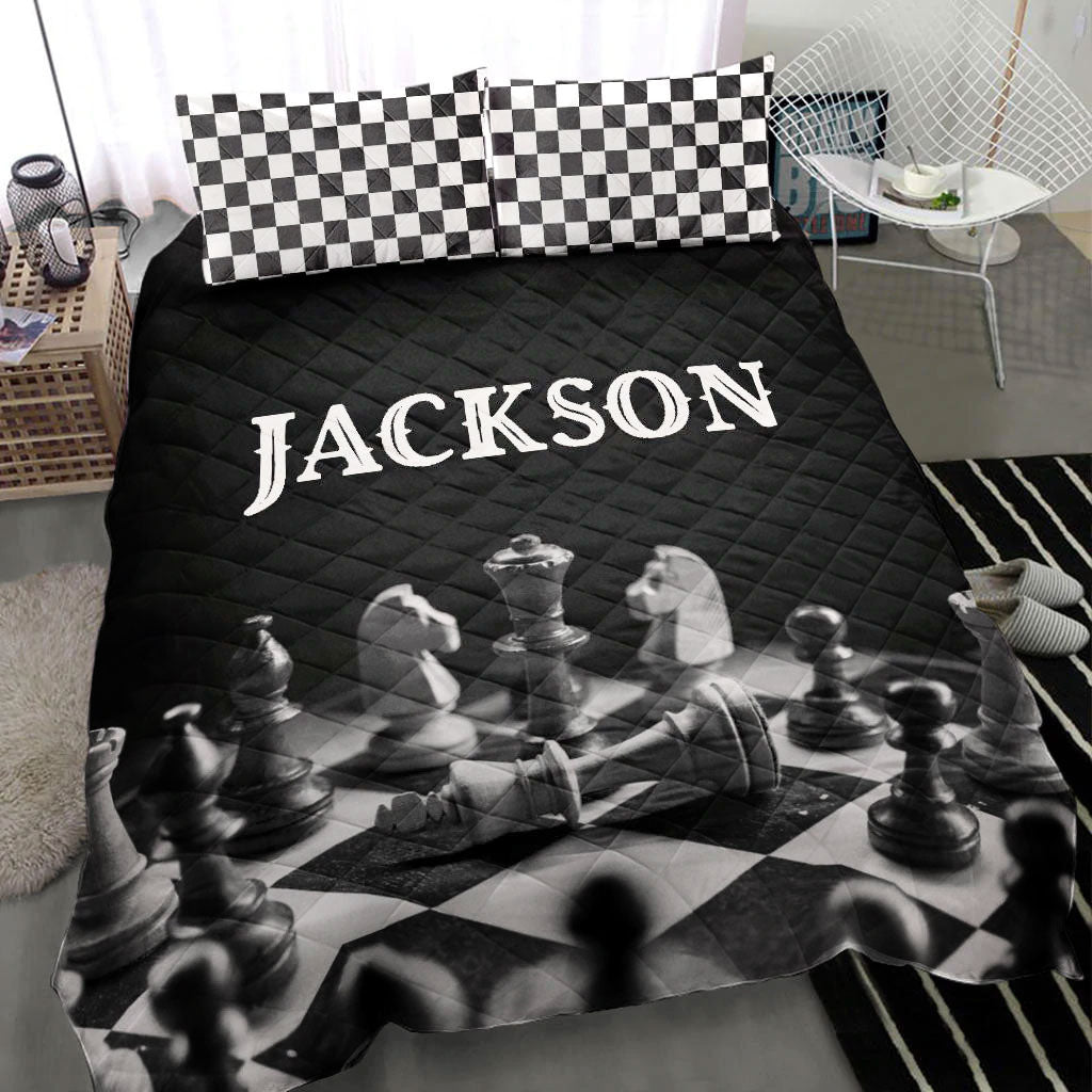 Ohaprints-Quilt-Bed-Set-Pillowcase-Chess-Checked-Player-Fan-Gift-Idea-Black-White-Custom-Personalized-Name-Number-Blanket-Bedspread-Bedding-2181-Throw (55'' x 60'')