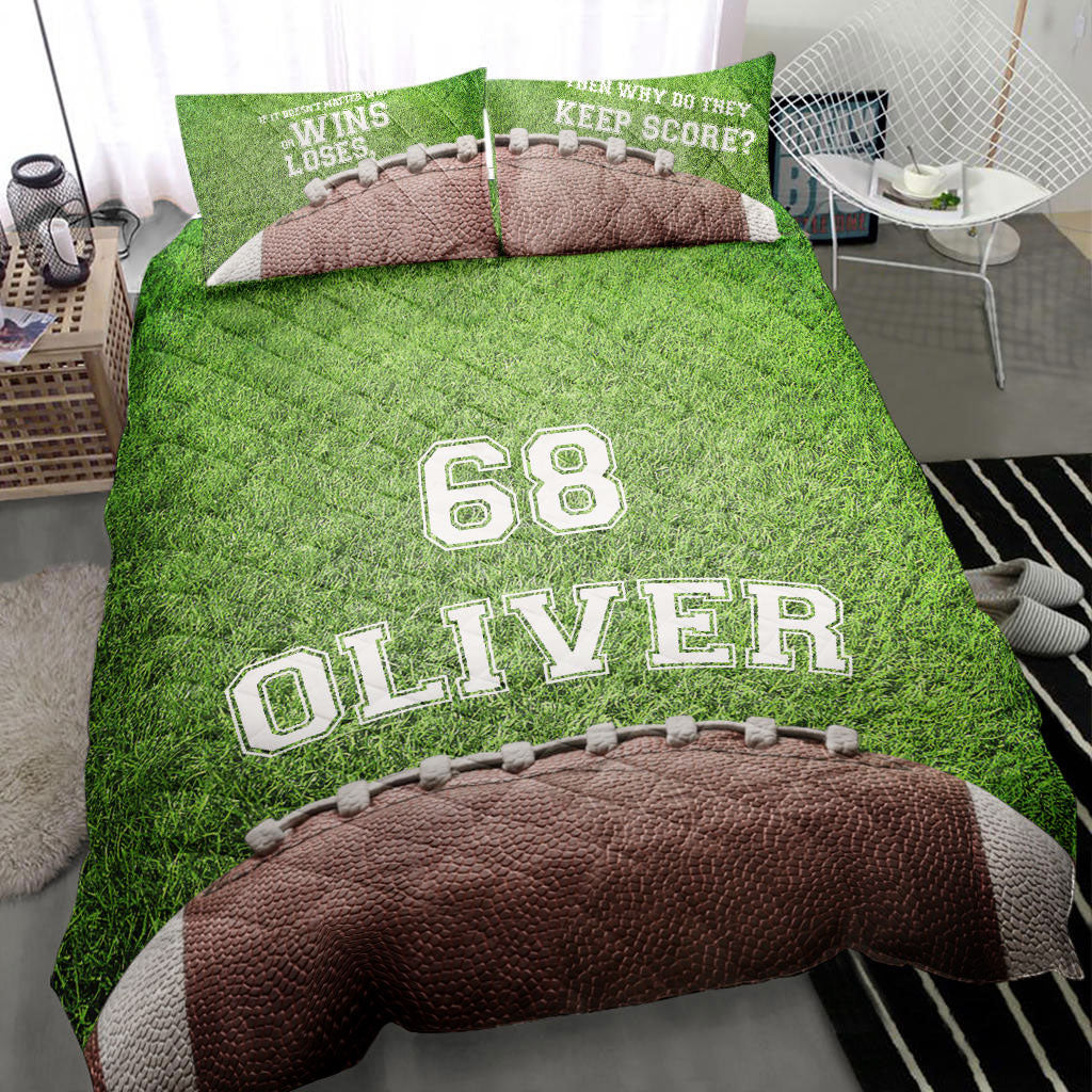 Ohaprints-Quilt-Bed-Set-Pillowcase-Football-Ball-Green-Field-Player-Fan-Gift-Idea-Custom-Personalized-Name-Number-Blanket-Bedspread-Bedding-2834-Throw (55'' x 60'')