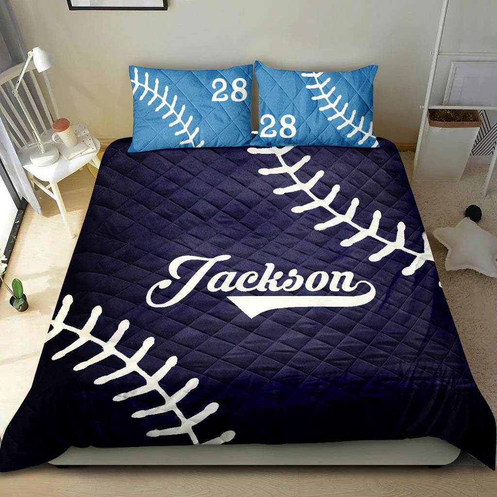 Ohaprints-Quilt-Bed-Set-Pillowcase-Baseball-Ball-Pattern-Blue-Player-Fan-Gift-Custom-Personalized-Name-Number-Blanket-Bedspread-Bedding-1597-Throw (55'' x 60'')