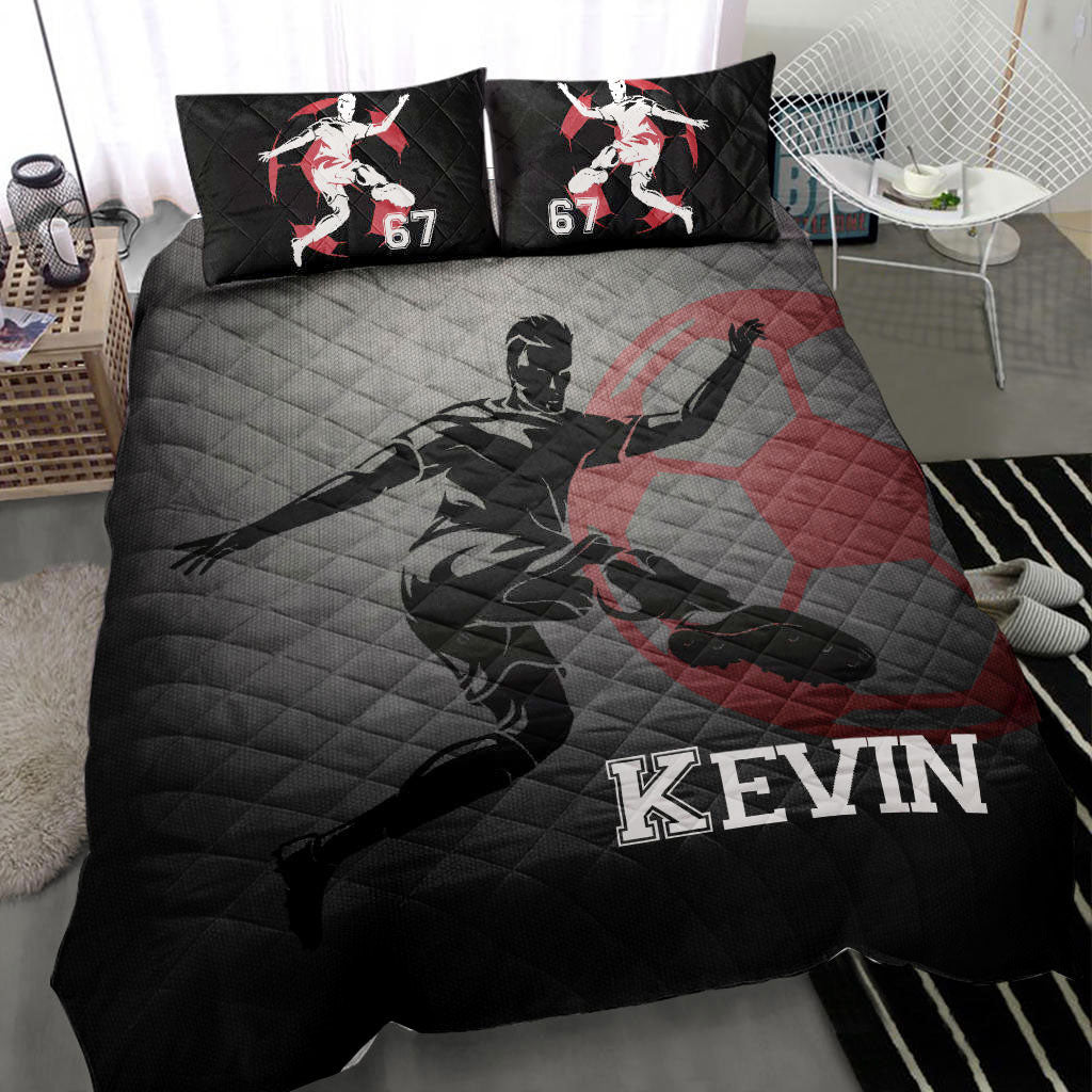 Ohaprints-Quilt-Bed-Set-Pillowcase-Soccer-Boy-Grey-Black-Player-Fan-Gift-Idea-Custom-Personalized-Name-Number-Blanket-Bedspread-Bedding-1656-Throw (55'' x 60'')