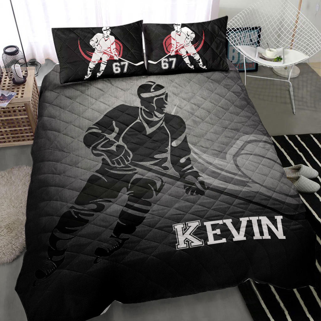 Ohaprints-Quilt-Bed-Set-Pillowcase-Hockey-Boy-Grey-Black-Player-Fan-Gift-Idea-Custom-Personalized-Name-Number-Blanket-Bedspread-Bedding-2241-Throw (55'' x 60'')