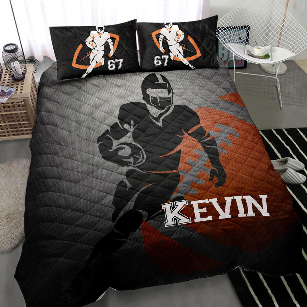 Ohaprints-Quilt-Bed-Set-Pillowcase-Football-Boy-Grey-Player-Fan-Gift-Idea-Black-Custom-Personalized-Name-Number-Blanket-Bedspread-Bedding-484-Throw (55'' x 60'')