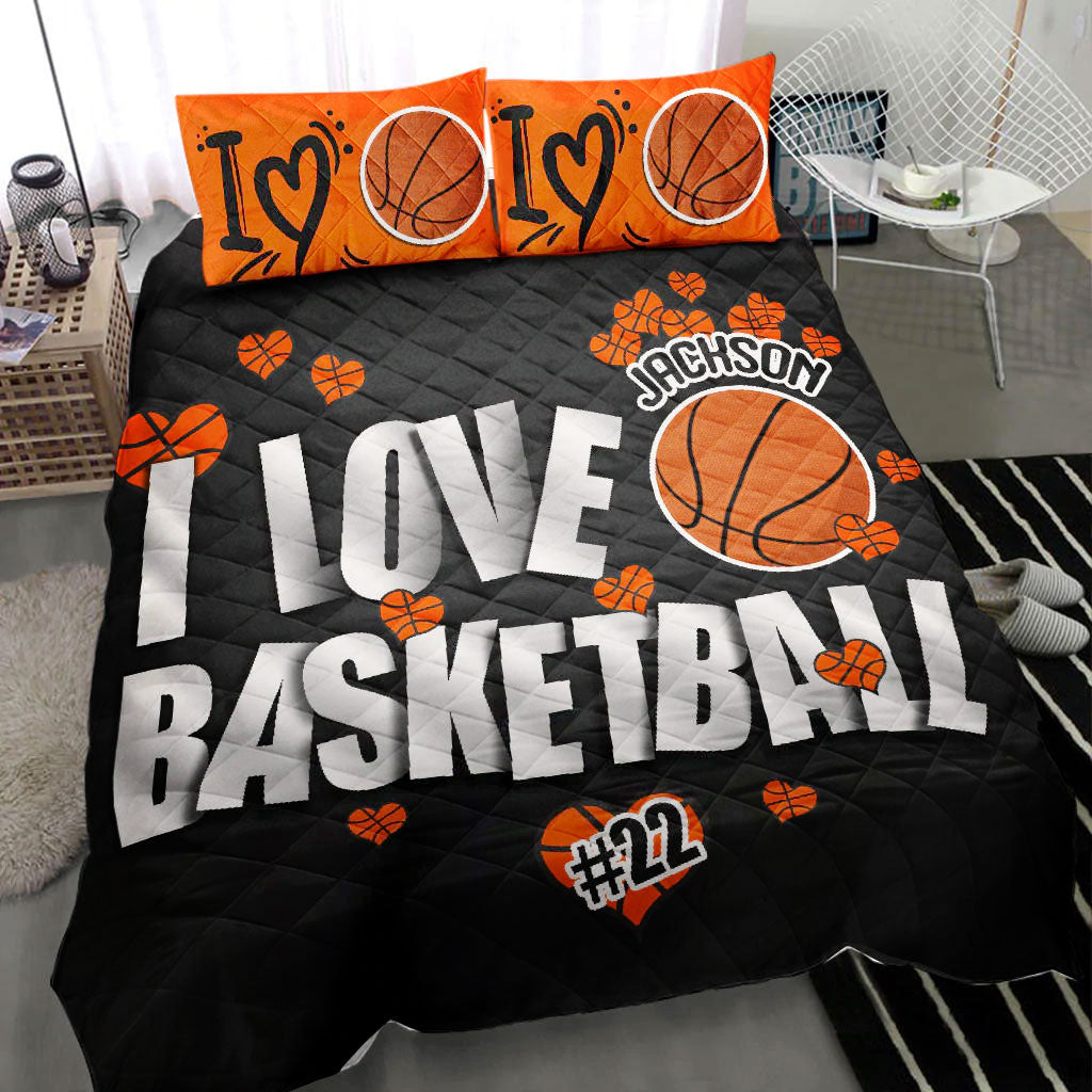 Ohaprints-Quilt-Bed-Set-Pillowcase-I-Love-Basketball-Player-Fan-Gift-Idea-Black-Custom-Personalized-Name-Number-Blanket-Bedspread-Bedding-2184-Throw (55'' x 60'')