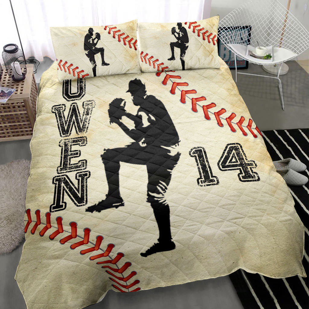 Ohaprints-Quilt-Bed-Set-Pillowcase-Baseball-Boy-Pitcher-Beige-Player-Fan-Gift-Custom-Personalized-Name-Number-Blanket-Bedspread-Bedding-1657-Throw (55'' x 60'')