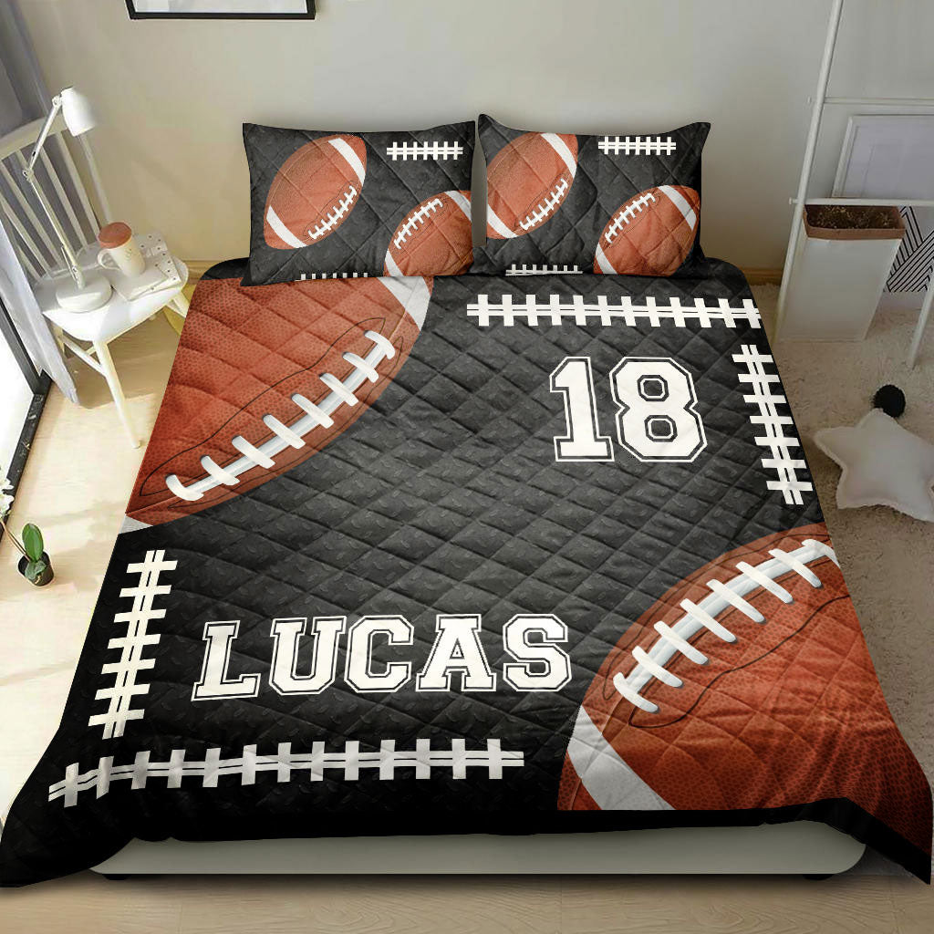 Ohaprints-Quilt-Bed-Set-Pillowcase-Football-Ball-Player-Fan-Gift-Unique-Idea-Black-Custom-Personalized-Name-Number-Blanket-Bedspread-Bedding-1020-Double (70'' x 80'')