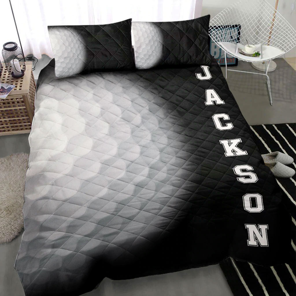 Ohaprints-Quilt-Bed-Set-Pillowcase-Golfer-Golf-Ball-Player-Fan-Gift-Idea-Black-Custom-Personalized-Name-Blanket-Bedspread-Bedding-2780-Throw (55'' x 60'')