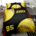 Ohaprints-Quilt-Bed-Set-Pillowcase-Softball-Ball-3D-Player-Fan-Gift-Idea-Black-Custom-Personalized-Name-Number-Blanket-Bedspread-Bedding-2836-Throw (55'' x 60'')