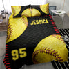 Ohaprints-Quilt-Bed-Set-Pillowcase-Softball-Ball-3D-Player-Fan-Gift-Idea-Black-Custom-Personalized-Name-Number-Blanket-Bedspread-Bedding-2836-Throw (55&#39;&#39; x 60&#39;&#39;)