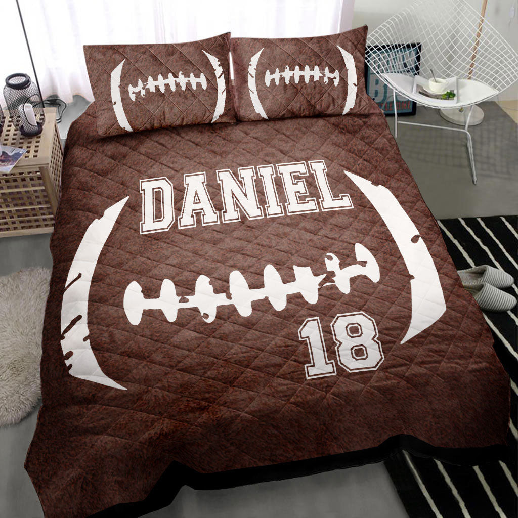 Ohaprints-Quilt-Bed-Set-Pillowcase-America-Football-Brown-Player-Fan-Gift-Idea-Custom-Personalized-Name-Number-Blanket-Bedspread-Bedding-429-Throw (55'' x 60'')