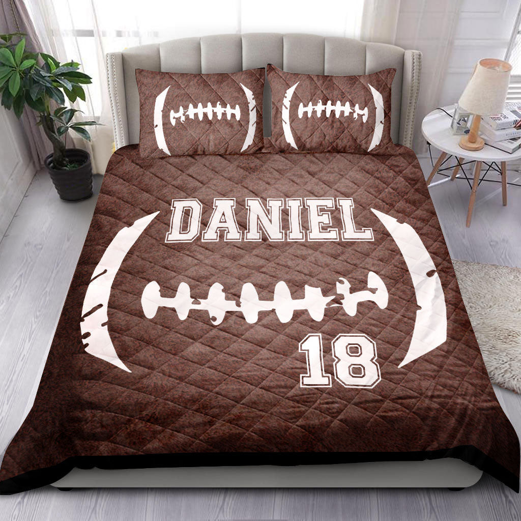 Ohaprints-Quilt-Bed-Set-Pillowcase-America-Football-Brown-Player-Fan-Gift-Idea-Custom-Personalized-Name-Number-Blanket-Bedspread-Bedding-429-Double (70'' x 80'')