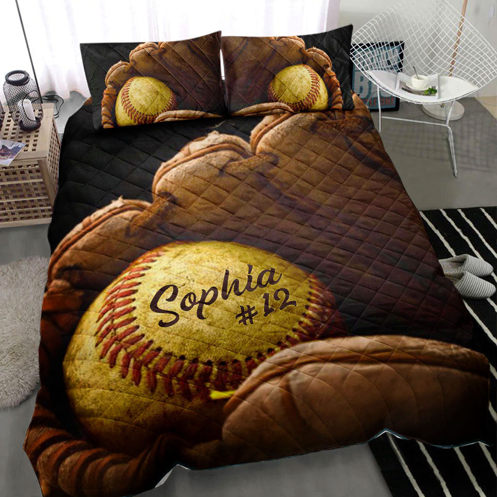 Ohaprints-Quilt-Bed-Set-Pillowcase-Softball-Glove-Ball-Player-Fan-Gift-Vintage-Custom-Personalized-Name-Number-Blanket-Bedspread-Bedding-485-Throw (55'' x 60'')