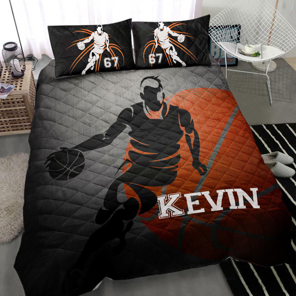 Ohaprints-Quilt-Bed-Set-Pillowcase-Basketball-Boy-Posing-Player-Fan-Gift-Grey-Custom-Personalized-Name-Number-Blanket-Bedspread-Bedding-2243-Throw (55'' x 60'')
