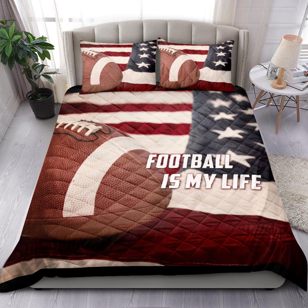 Ohaprints-Quilt-Bed-Set-Pillowcase-America-Football-Is-My-Life-Us-Flag-Player-Fan-Gift-Idea-Blanket-Bedspread-Bedding-430-Double (70'' x 80'')