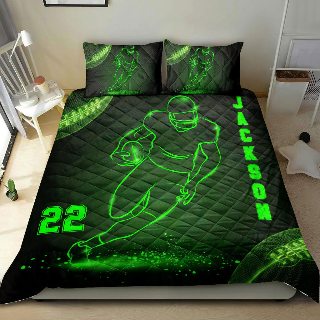 Ohaprints-Quilt-Bed-Set-Pillowcase-Football-Player-Fan-Gift-Idea-Green-Neon-Custom-Personalized-Name-Number-Blanket-Bedspread-Bedding-1022-Throw (55'' x 60'')