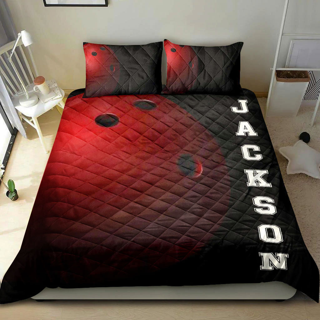 Ohaprints-Quilt-Bed-Set-Pillowcase-Red-Bowling-Ball-Pattern-Player-Fan-Gift-Idea-Black-Custom-Personalized-Name-Blanket-Bedspread-Bedding-2188-Throw (55'' x 60'')