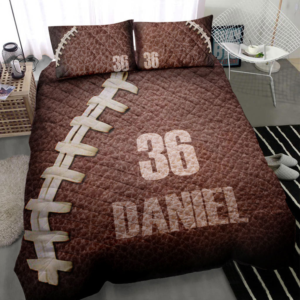 Ohaprints-Quilt-Bed-Set-Pillowcase-America-Football-Texture-Player-Fan-Gift-Brown-Custom-Personalized-Name-Number-Blanket-Bedspread-Bedding-2782-Throw (55'' x 60'')