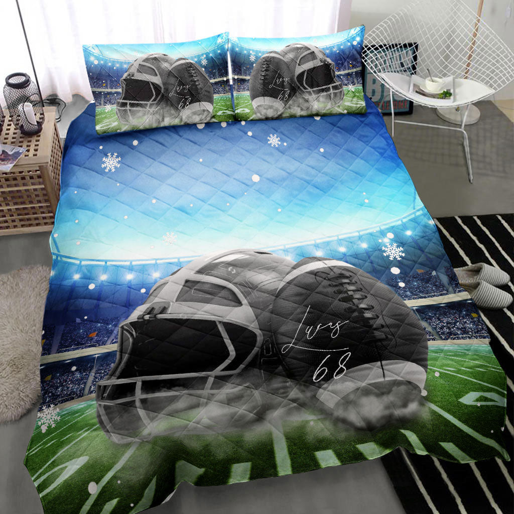Ohaprints-Quilt-Bed-Set-Pillowcase-Football-Ball-Helmet-Snow-Player-Fan-Gift-Idea-Custom-Personalized-Name-Number-Blanket-Bedspread-Bedding-487-Throw (55'' x 60'')
