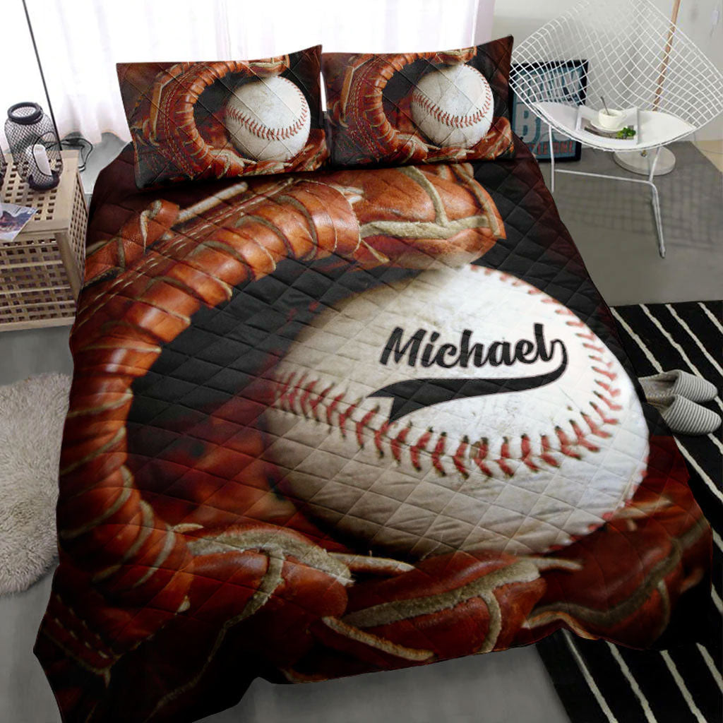 Ohaprints-Quilt-Bed-Set-Pillowcase-Baseball-Glove-Ball-3D-Player-Fan-Gift-Idea-Custom-Personalized-Name-Number-Blanket-Bedspread-Bedding-432-Throw (55'' x 60'')