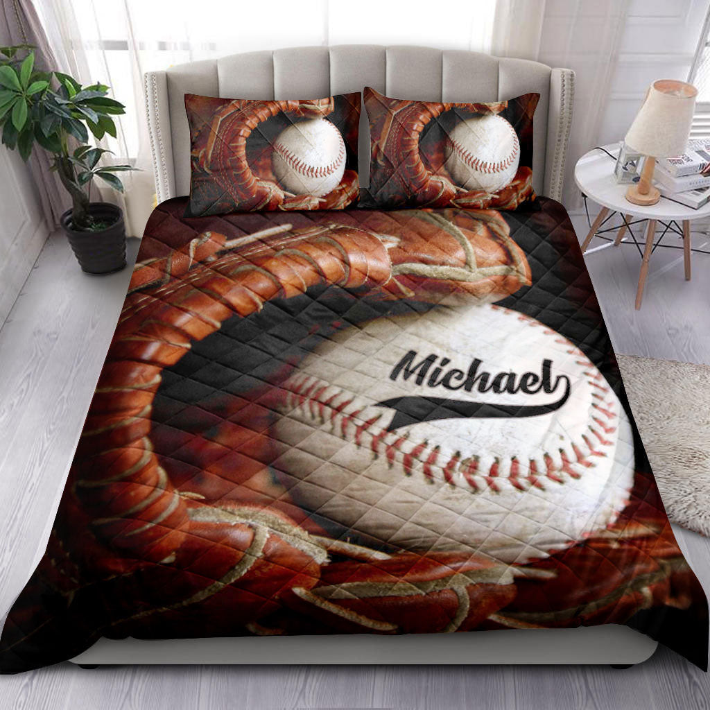 Ohaprints-Quilt-Bed-Set-Pillowcase-Baseball-Glove-Ball-3D-Player-Fan-Gift-Idea-Custom-Personalized-Name-Number-Blanket-Bedspread-Bedding-432-Double (70'' x 80'')