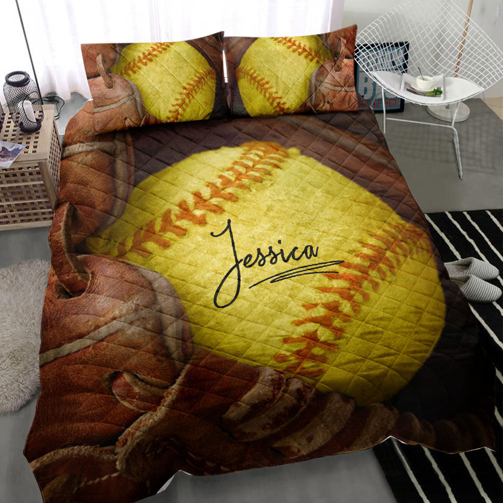 Ohaprints-Quilt-Bed-Set-Pillowcase-Softball-Ball-Glove-Player-Fan-Gift-Idea-Vintage-3D-Custom-Personalized-Name-Blanket-Bedspread-Bedding-1605-Throw (55'' x 60'')