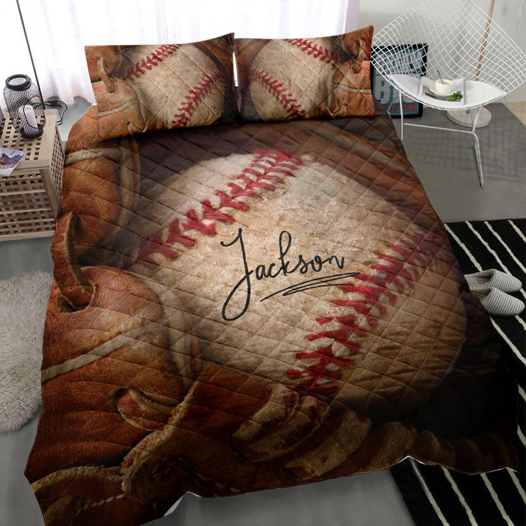 Ohaprints-Quilt-Bed-Set-Pillowcase-Baseball-Ball-Glove-Player-Fan-Gift-Idea-Vintage-3D-Custom-Personalized-Name-Blanket-Bedspread-Bedding-1077-Throw (55'' x 60'')