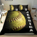 Ohaprints-Quilt-Bed-Set-Pillowcase-Softball-Ball-3D-Player-Fan-Vintage-Gift-Black-Custom-Personalized-Name-Number-Blanket-Bedspread-Bedding-488-Double (70'' x 80'')